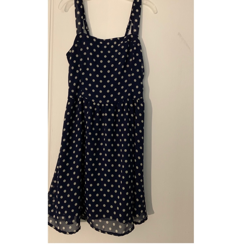 navy blue polka dot dress